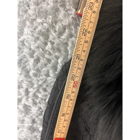 Upcycled Black Denim Jacket w/ Real Fox Fur Stole Collar – Size 8 - Picture 6 of 14